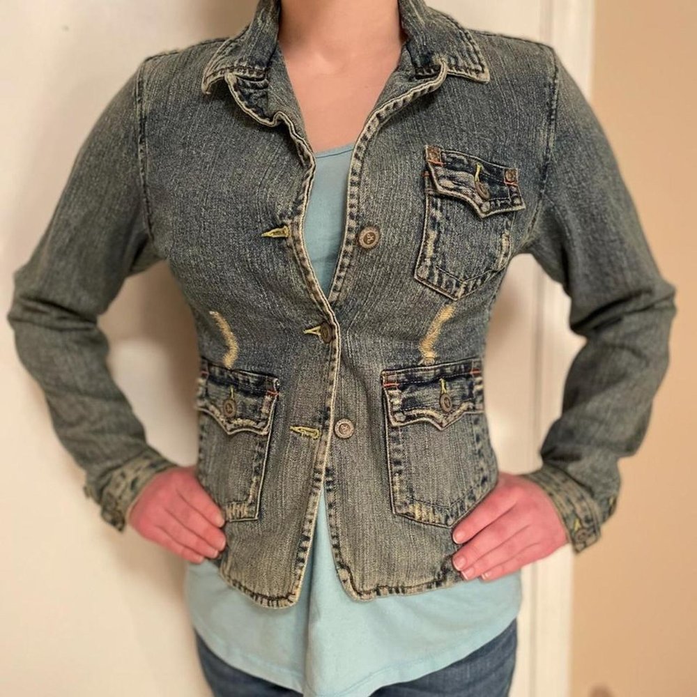 Vtg Y2K Jean Jacket Rampage